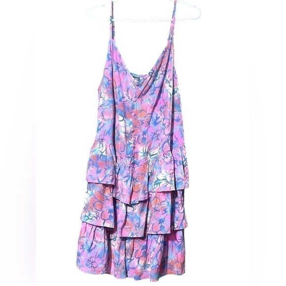 NWT! Wild Fable Corset Sleeveless Tiered Fit & Flare Dress Pink Blue Flowers XXL - Picture 3 of 16